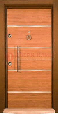 Коричневая входная дверь c МДФ панелью ЧД-11 в частный дом в Тольятти