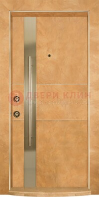 Коричневая входная дверь c МДФ панелью ЧД-20 в частный дом в Тольятти