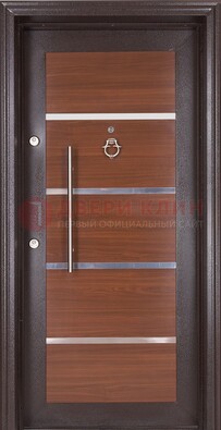 Коричневая входная дверь c МДФ панелью ЧД-27 в частный дом в Тольятти