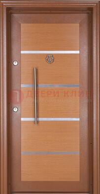 Коричневая входная дверь c МДФ панелью ЧД-33 в частный дом в Тольятти