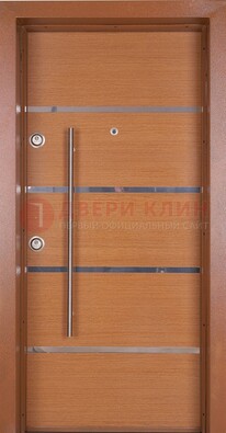 Коричневая входная дверь c МДФ панелью ЧД-35 в частный дом в Тольятти