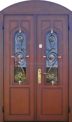 Двухстворчатая стальная дверь Винорит в форме арки ДА-55 в Тольятти