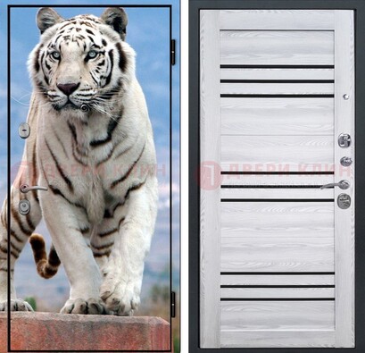 Стальная дверь с фотопечатью тигра ДФ-12 в Тольятти