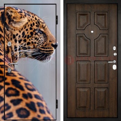 Металлическая дверь с фотопечатью леопарда ДФ-26 в Тольятти