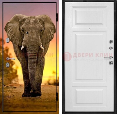 Металлическая дверь с фотопечатью слона ДФ-30 в Тольятти