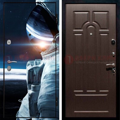 Стальная дверь с фотопечатью космонавта ДФ-4 в Тольятти