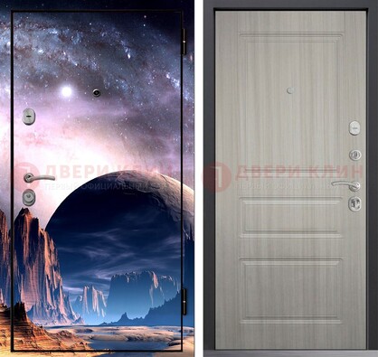 Железная дверь с фотопечатью космоса и планеты ДФ-50 в Тольятти