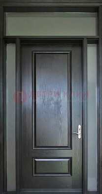 Черная металлическая дверь с фрамугами и стеклом ДФГ-24 в Тольятти