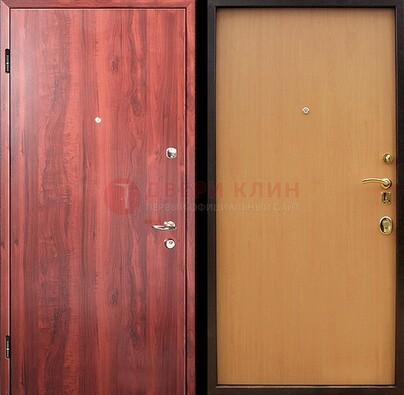 Красная железная дверь с ламинатом ДЛ-3 в Тольятти