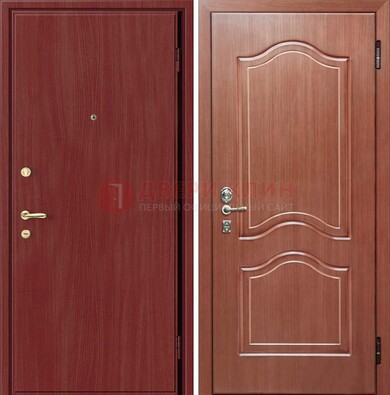 Красная металлическая дверь с ламинатом МДФ внутри ДЛ-8 в Тольятти