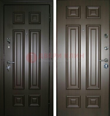 Темная металлическая дверь с МДФ ДМ-136 в квартиру в Тольятти