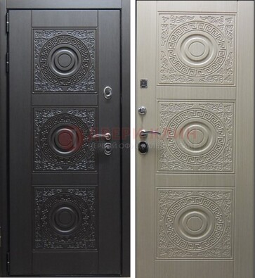 Темная стальная дверь с МДФ ДМ-161 для коттеджа в Тольятти