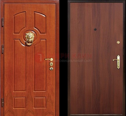 Оранжевая стальная дверь с МДФ ламинат внутри ДМ-18 в квартиру в Тольятти