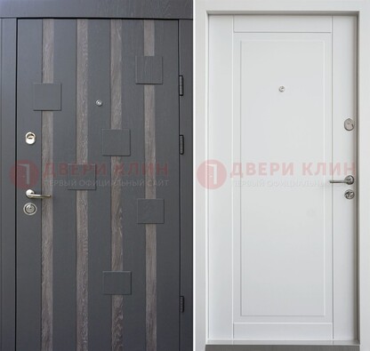 Темная металлическая дверь c белом МДФ внутри ДМ-231 в Тольятти