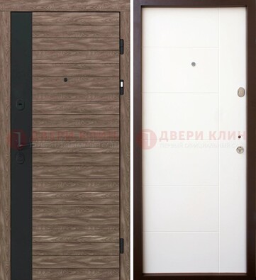 Коричневая входная дверь с черной вставкой МДФ ДМ-239 в Тольятти