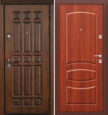 Темная металлическая дверь с МДФ и узором ДМ-364 в Саранске