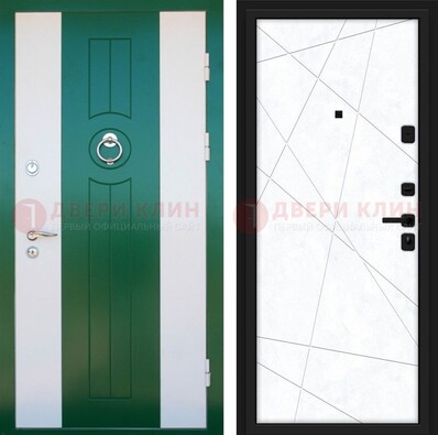 Зеленая железная дверь с панелями МДФ ДМ-369 в Тольятти