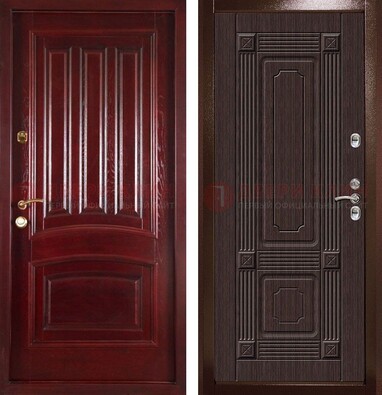 Красная стальная дверь с филенчатой МДФ ДМ-398 в Тольятти