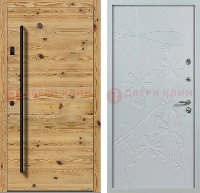 Металлическая дверь с МДФ в светлом цвете ДМ-412 в Тольятти