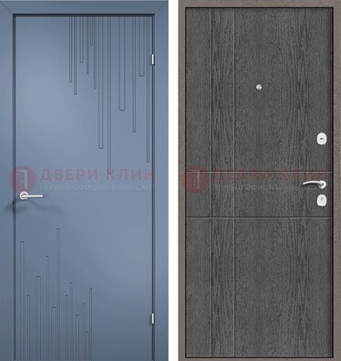 Синяя металлическая дверь МДФ в квартиру ДМ-434 в Тольятти