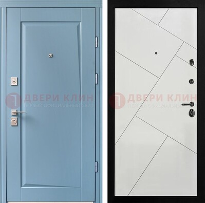 Синяя железная дверь с МДФ панелями ДМ-491 в Тольятти