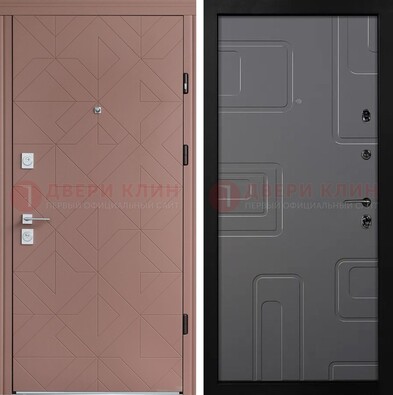 Красная стальная дверь в квартиру с МДФ хайтек ДМ-493 в Тольятти