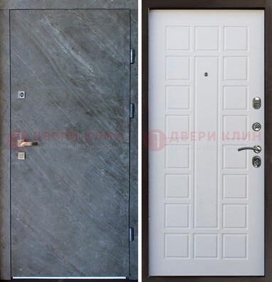 Железная дверь с МДФ серая и белая ДМ-505 в Тольятти