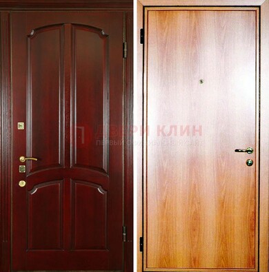 Темная железная дверь с массивом дуба ДМД-13 в Тольятти