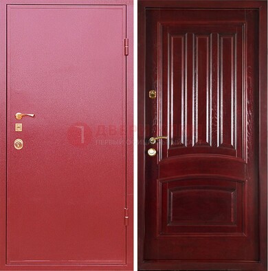 Красная металлическая дверь с порошковым напылением ДП-165 в Тольятти