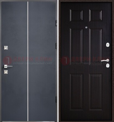 Железная дверь с порошковым покрытием и отделкой Темный орех внутри ДП-211 в Тольятти