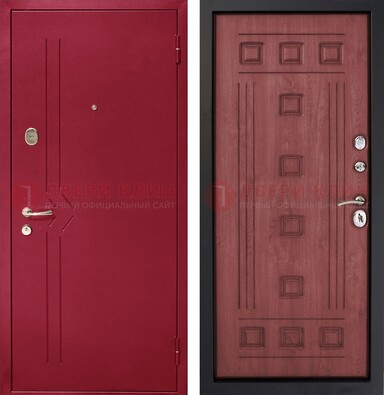Красная железная дверь с порошковым напылением ДП-242 в Тольятти