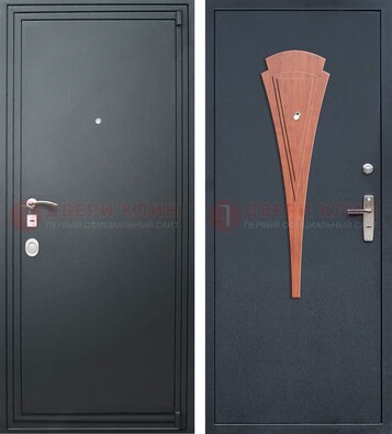 Черная железная дверь с порошковым покрытием и накладкой МДФ внутри ДП-245 в Тольятти