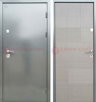 Металлическая серая дверь с порошковым покрытием и серым МДФ внутри ДП-250 в Тольятти