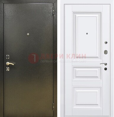 Железная темно-серая дверь с порошковым напылением и белой МДФ ДП-274 в Тольятти
