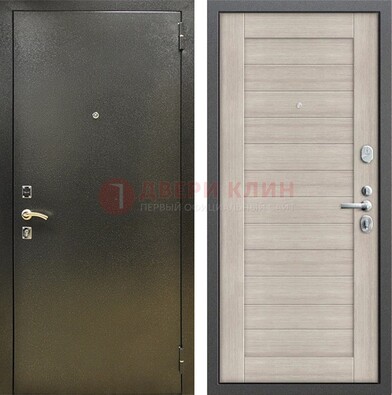 Стальная темно-серая дверь с порошковой отделкой и МДФ панелью ДП-278 в Тольятти
