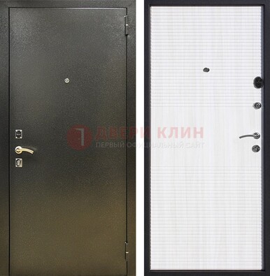Стальная темно-серая дверь с порошковой отделкой и МДФ Белый ясень ДП-279 в Тольятти