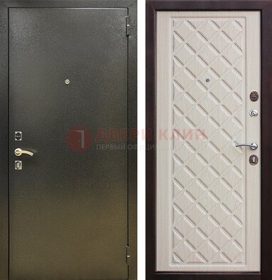 Темно-серая железная дверь с порошковым покрытием и филенчатой МДФ ДП-289 в Тольятти