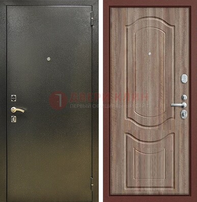 Темно-серая входная дверь с порошковым покрытием и коричневая МДФ ДП-290 в Тольятти