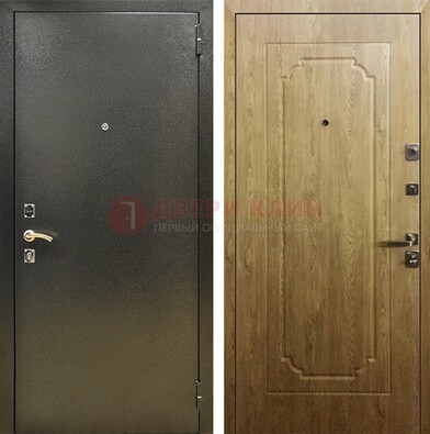 Темно-серая входная дверь с порошковым покрытием и МДФ Золотой дуб ДП-291 в Тольятти
