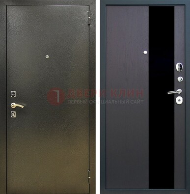 Входная темная дверь с порошковым покрытием и МДФ со стеклом ДП-294 в Тольятти