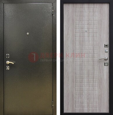 Железная темная дверь с порошковым покрытием и филенчатой МДФ ДП-297 в Тольятти