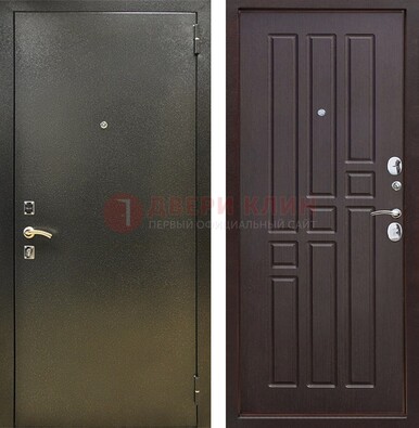 Входная темно-серая дверь с порошковым напылением и коричневой МДФ ДП-301 в Тольятти