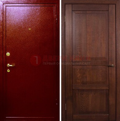 Красная железная дверь с порошковым окрасом ДП-58 в Тольятти