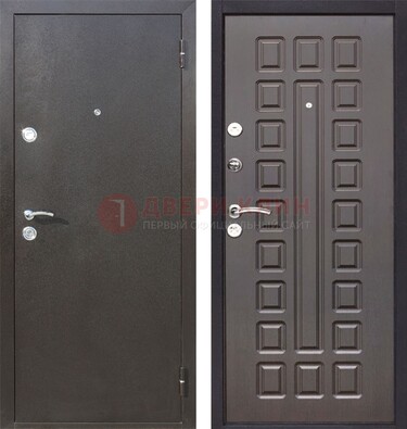 Коричневая железная дверь с порошковым окрасом ДП-63 в Тольятти