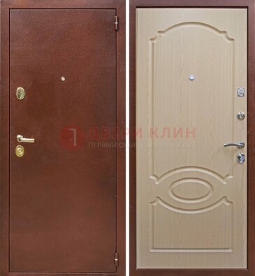 Коричневая металлическая дверь с порошковым окрасом ДП-76 в Тольятти