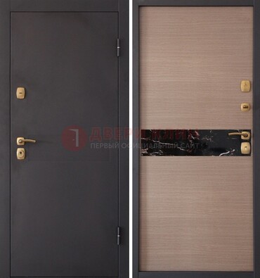 Коричневая металлическая дверь с порошковым окрасом ДП-82 в Тольятти
