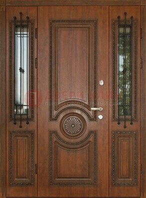 Парадная распашная стальная дверь Винорит со стеклом ДПР-106 в Тольятти