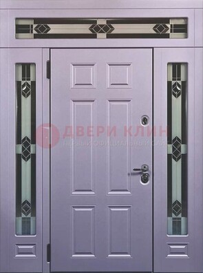 Филенчатая железная парадная дверь с фрамугами ДПР-82 в Талдоме