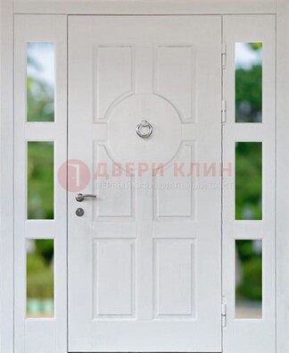 Белая стальная дверь со стеклом и фрамугами ДС-20 в Тольятти