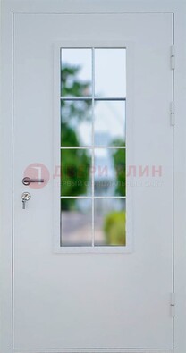 Белая железная дверь порошок со стеклом ДС-31 в Тольятти